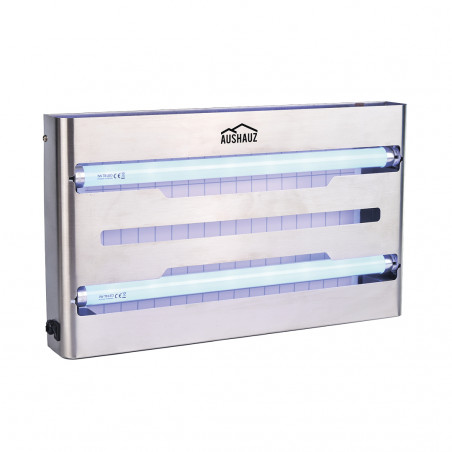 Клейова пастка-мухобійка AusHauz GluePRO 02-30 з 2 УФ LED-лампами до 150 м² — нержавіюча сталь.